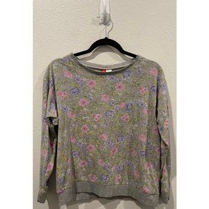 H&M Floral Grey Crewneck Sweatshirt